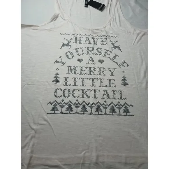 Torrid NWT Sleep Shirt Tank Women 2X NWT "Have yourself a Merry little Cocktail" - Picture 2 of 6